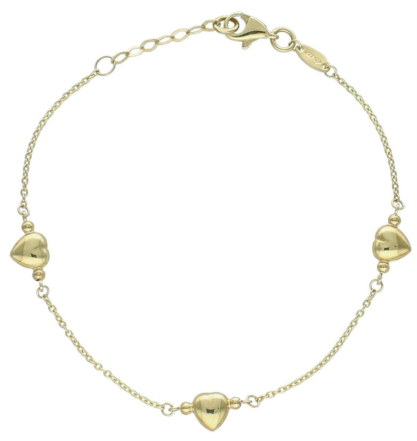 Bransoleta złota z trzema serduszkami pr 333, BR 2523 Złota bransoletka wykonana z 8 karatowego żółtego złota. Złota biżuteria w oryginalnej formie serduszek. Bransoletka w oryginalnym 11.jpg